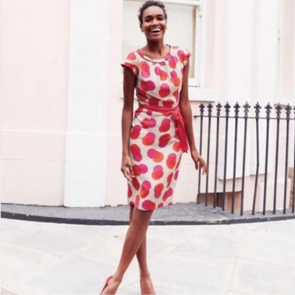 Boden Dresses & Skirts - BODEN/ Putney dress silk midi dress 4 pink orange dot